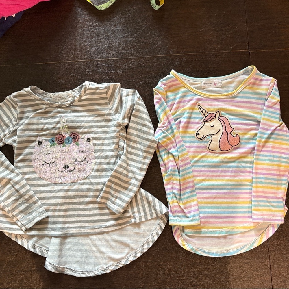Cute Girls Sparkle Unicorn Bundle Long Sleeve Tops -2T